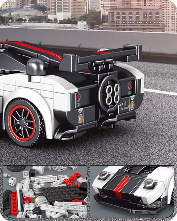 Mould King Klocki Konstrukcyjne Auto Samochód Wyścigowy 374 Elementów + Gablota