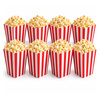 Pudełko Na Popcorn Kubełek Pojemnik Na Przekąski Czerwono-Białe Paski 8szt.