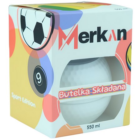 MERKAN Butelka Sportowa Bidon Składany W Kształcie Piłki Z Ustnikiem 550 ml