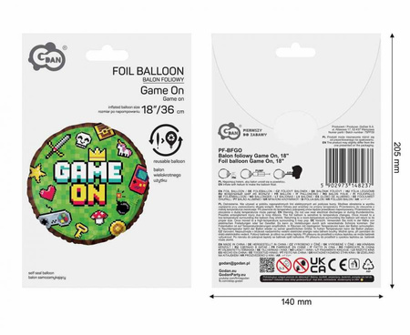 Balony Foliowe Na 9 Urodziny Dla Dziecka GAME ON 3 szt. Duże Cyfra 85 cm