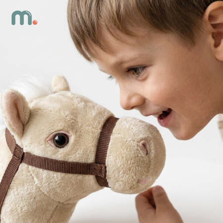 Hobby Horse Konik Na Patyku Kiju Do Skakania Z Grzywą Beżowy MAMABRUM