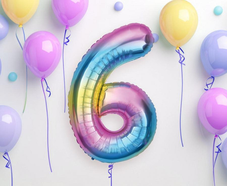 Balony Foliowe Na 6 Urodziny Koci Domek Gabi + Gwiazda + Cyfra Zestaw 3szt.