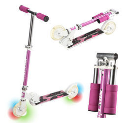 Hulajnoga Miejska Klasyczna Składana Dla Dzieci Regulowana Koła LED 120 mm