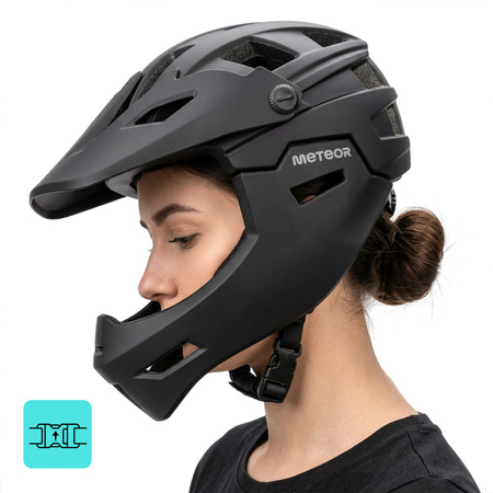 Kask Rowerowy Regulowany Na Hulajnogę Full Face Szczękowy Odpinany METEOR