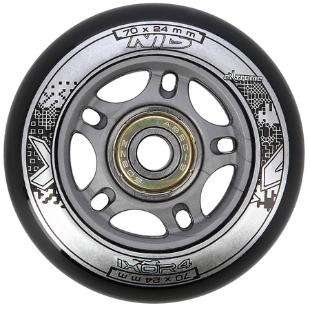 Kółka Do Rolek Kauczukowe 70 mm Zestaw 4 szt. + Łożyska ABEC-9 Czarne NILS