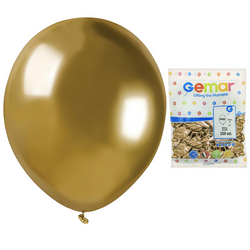 GEMAR Złote Klasyczne Chromowane Balony Makaroniki 13 cm - 100 szt.