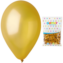 GEMAR Złote Klasyczne Metaliczne Balony Makaroniki 26 cm - 100 szt.