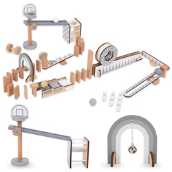 MAMABRUM Drewniane Klocki Domino Tor Przeszkód 48 Elementów