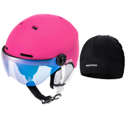 METEOR Kask Narciarski Snowboardowy Z Szybką Damski + Czapka