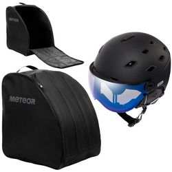 METEOR Kask Narciarski Snowboardowy Zimowy Regulowany Z Szybką + Torba