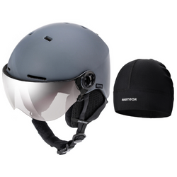 METEOR Kask Zimowy Narciarski Snowboardowy Regulowany Z Szybką + Czapka