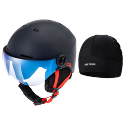 METEOR Kask Zimowy Narciarski Snowboardowy Z Szybką + Czapka