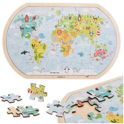 Puzzle Drewniane Układanka Mapa Świata 36 Elementów