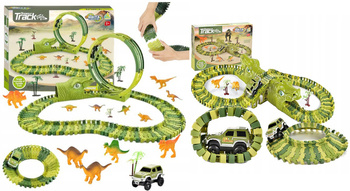 Tor Wyścigowy Samochodowy Dinozaury 261 Elementów Dla Dzieci