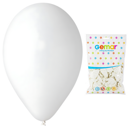 GEMAR Białe Klasyczne Pastelowe Balony Makaroniki 26 cm - 100 szt.