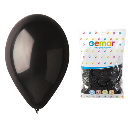 GEMAR Czarne Klasyczne Pastelowe Balony Dekoracyjne 21 cm - 100 szt