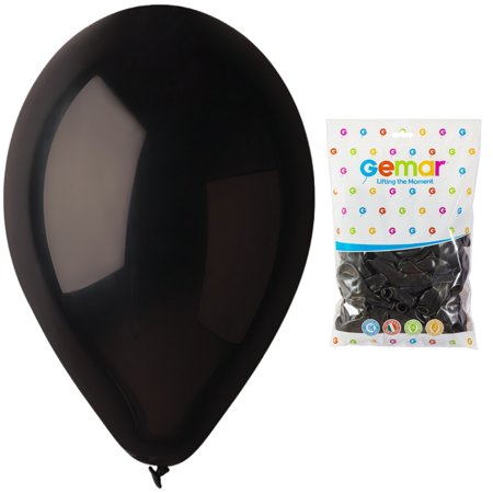 GEMAR Czarne Klasyczne Pastelowe Balony Makaroniki 26 cm - 100 szt.