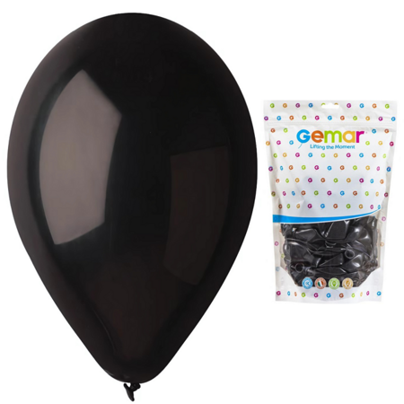 GEMAR Czarne Klasyczne Pastelowe Balony Makaroniki 33 cm - 50 szt.