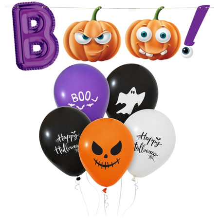 GODAN Baner Girlanda Ozdobna 150 cm + 5 Balonów Lateksowych Na Halloween