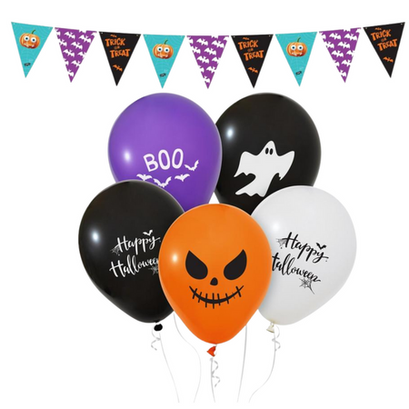 GODAN Baner  Girlanda Ozdobna Na Halloween 250 cm + 5 szt. Balonów Lateksowych