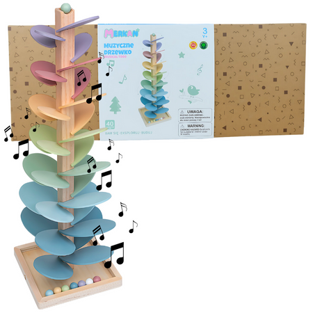 MERKAN Drewniana Zabawka Muzyczne Drzewko Tor Kulkowy Kulodrom Dla Dziecka
