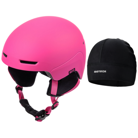 METEOR Kask Narciarski Snowboardowy Zimowy Regulowany + Czapka