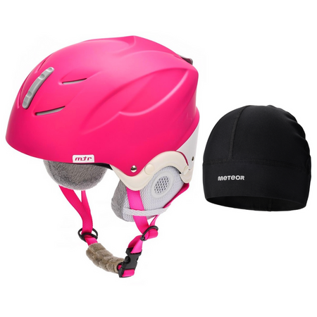 METEOR Kask Zimowy Narciarski Snowboardowy Regulowany Wentylowany + Czapka