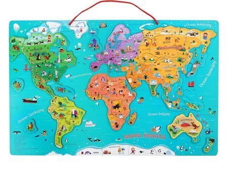 TOP BRIGHT Magnetyczna Mapa Świata Dla Dzieci Montessori