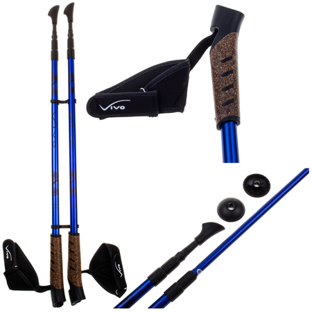 VIVO Rekreacyjne Kijki Kije Nordic Walking Regulowane 67-135 cm