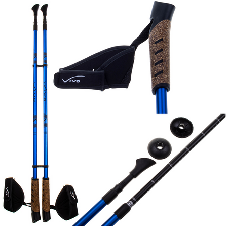 VIVO Rekreacyjne Kijki Kije Nordic Walking Regulowane 82-135 cm