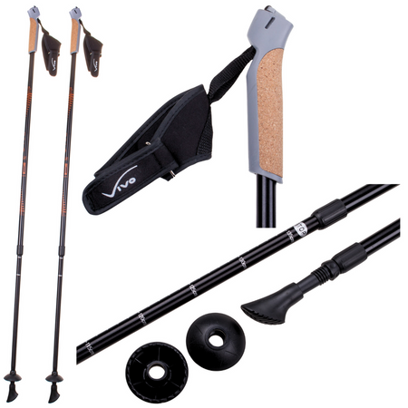 VIVO Rekreacyjne Kijki Kije Nordic Walking Regulowane 82-135 cm